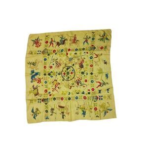 Antique Handpainted Elephant Hunters Indian Silk Scarf​